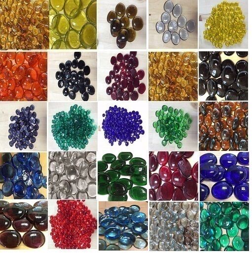 100 YELLOW LUSTER FLAT GLASS MARBLES GEMS, VASE FILLERS, MOSAIC TILES $8.99